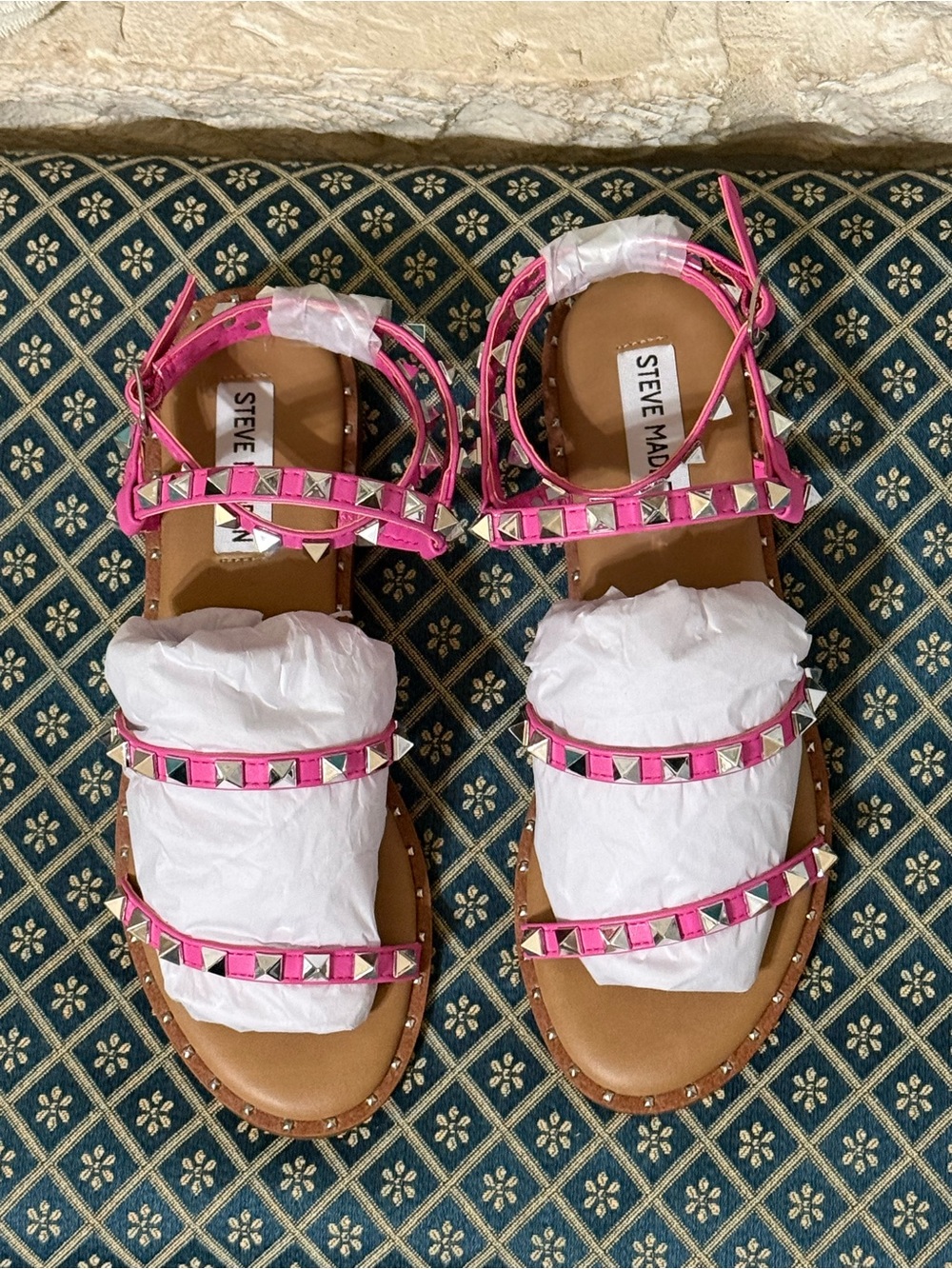 Steve Madden Pink Studded Multi-Strap Sandals